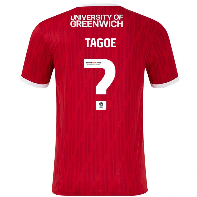 Danxen Män Bradley Tagoe #0 Röd Vit Hemmatröja Matchtröjor 2024/25 Tröjor T-Tröja