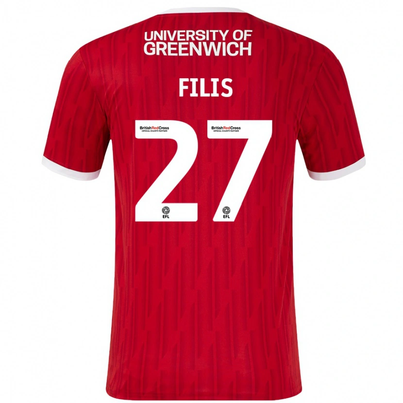 Danxen Män Melisa Filis #27 Röd Vit Hemmatröja Matchtröjor 2024/25 Tröjor T-Tröja