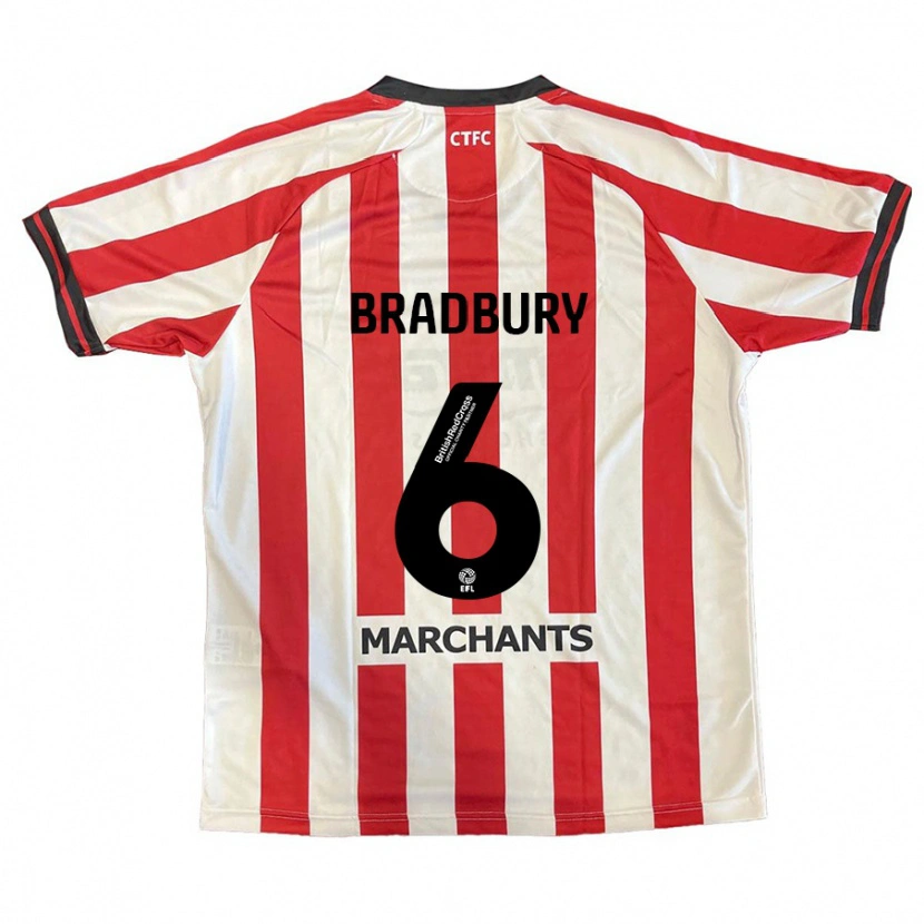 Danxen Män Tom Bradbury #6 Röd Vit Hemmatröja Matchtröjor 2024/25 Tröjor T-Tröja