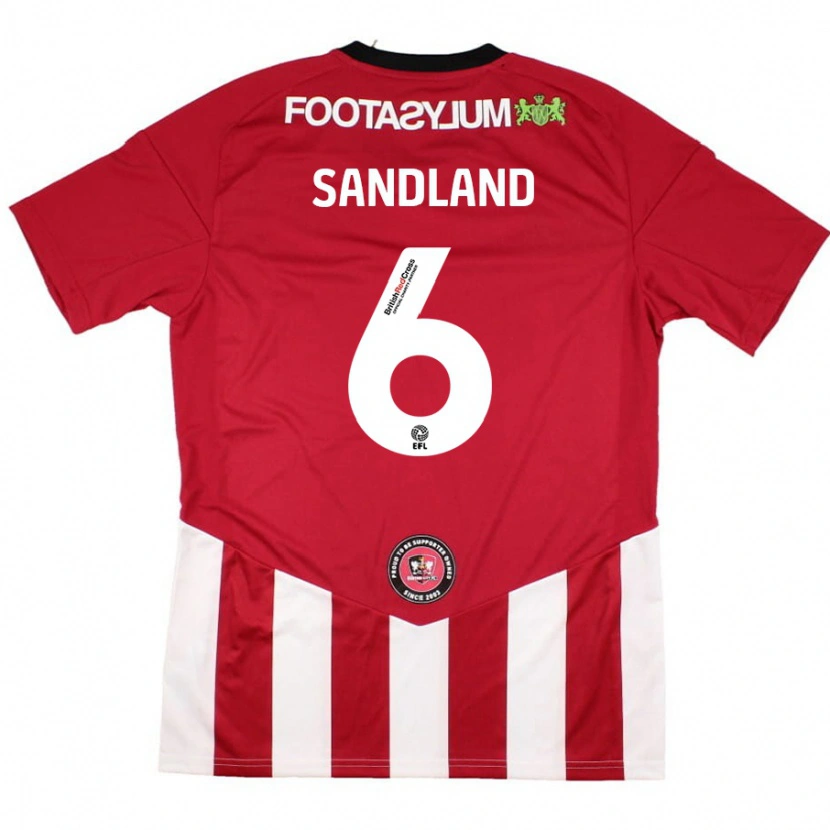Danxen Män Jess Sandland #6 Röd Vit Hemmatröja Matchtröjor 2024/25 Tröjor T-Tröja