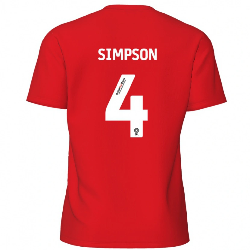 Danxen Män Jack Simpson #4 Röd Hemmatröja Matchtröjor 2024/25 Tröjor T-Tröja