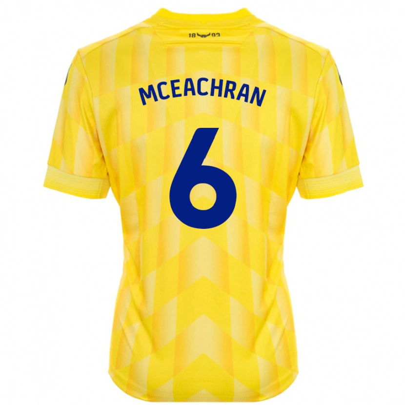 Danxen Män Josh Mceachran #6 Gul Hemmatröja Matchtröjor 2024/25 Tröjor T-Tröja