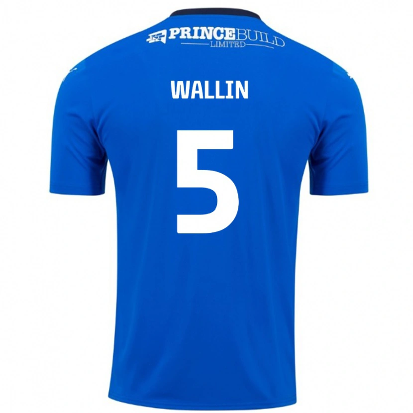 Danxen Män Oscar Wallin #5 Blå Vit Hemmatröja Matchtröjor 2024/25 Tröjor T-Tröja
