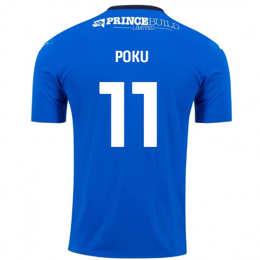 Danxen Män Kwame Poku #11 Blå Vit Hemmatröja Matchtröjor 2024/25 Tröjor T-Tröja