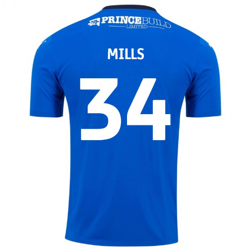 Danxen Män Harley Mills #34 Blå Vit Hemmatröja Matchtröjor 2024/25 Tröjor T-Tröja
