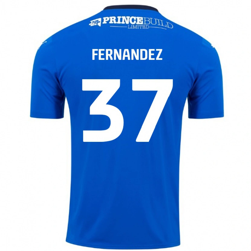 Danxen Män Emmanuel Fernandez #37 Blå Vit Hemmatröja Matchtröjor 2024/25 Tröjor T-Tröja