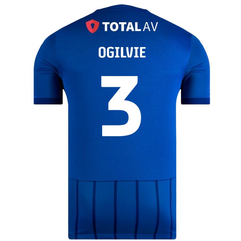 Danxen Män Connor Ogilvie #3 Blå Hemmatröja Matchtröjor 2024/25 Tröjor T-Tröja
