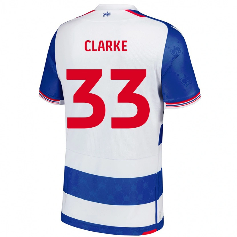Danxen Män John Clarke #33 Blå Vit Hemmatröja Matchtröjor 2024/25 Tröjor T-Tröja
