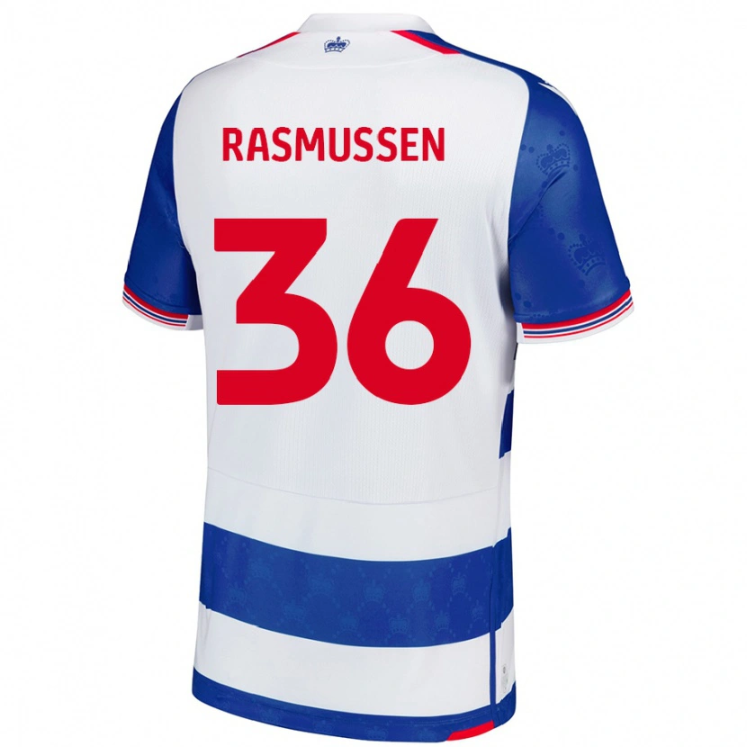 Danxen Män Tash Rasmussen #36 Blå Vit Hemmatröja Matchtröjor 2024/25 Tröjor T-Tröja