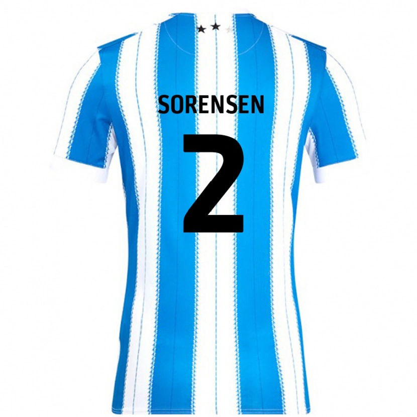 Danxen Män Lasse Sørensen #2 Blå Vit Hemmatröja Matchtröjor 2024/25 Tröjor T-Tröja