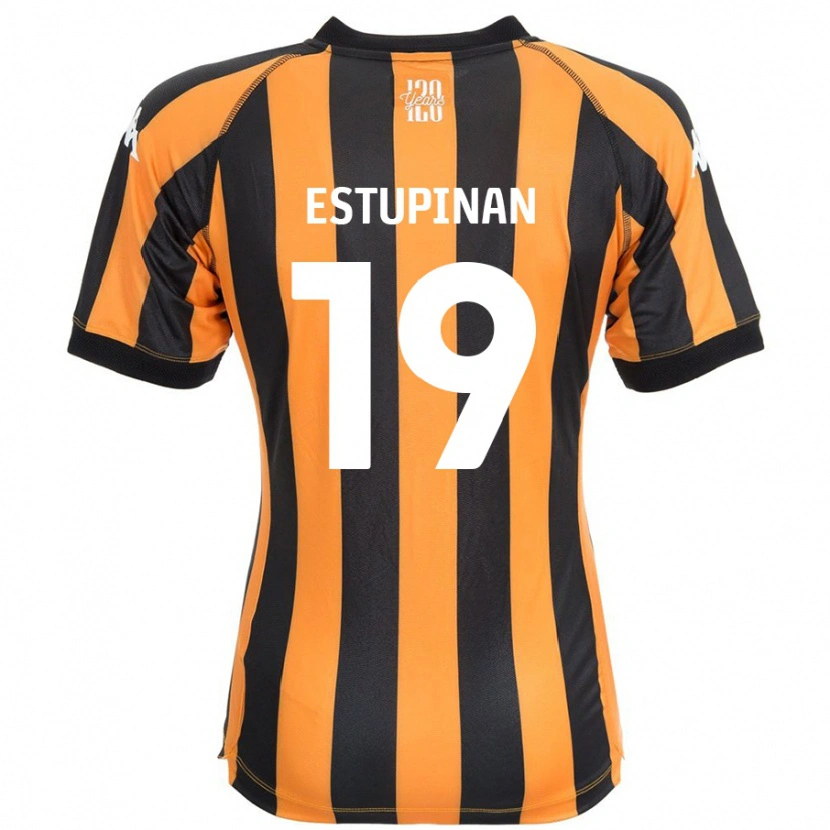 Danxen Män Óscar Estupiñán #19 Svart Bärnsten Hemmatröja Matchtröjor 2024/25 Tröjor T-Tröja