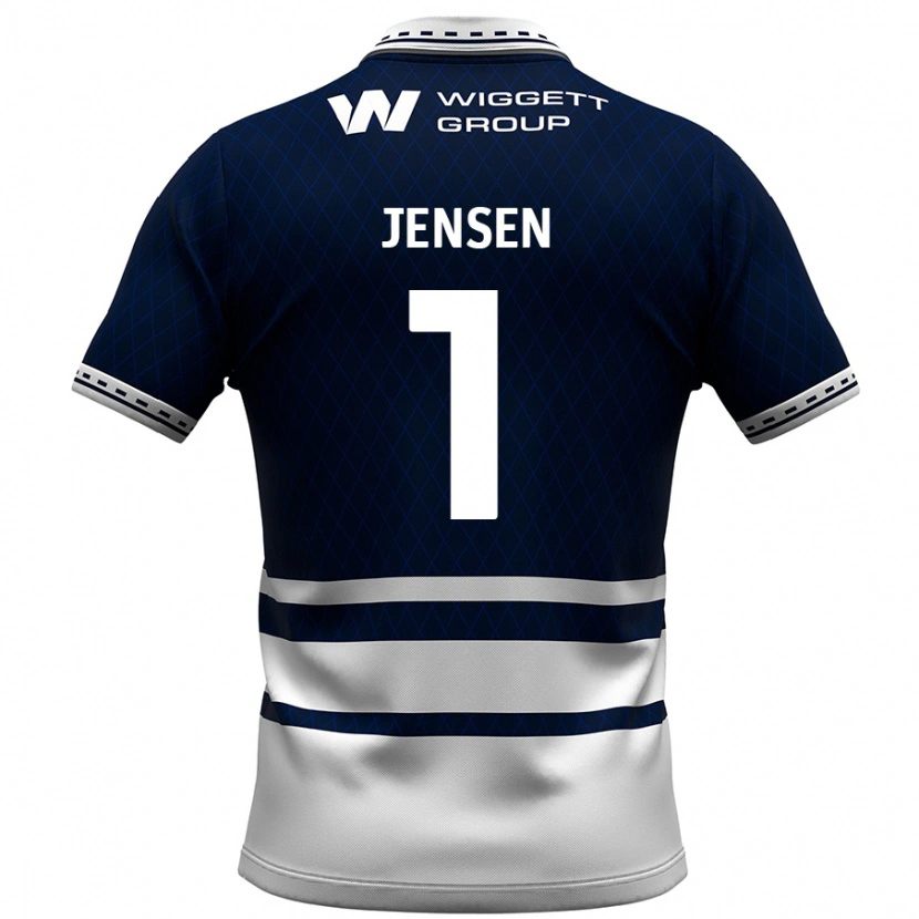 Danxen Män Lukas Jensen #1 Marinblå Vit Hemmatröja Matchtröjor 2024/25 Tröjor T-Tröja