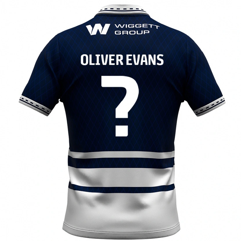 Danxen Män Oliver Evans #0 Marinblå Vit Hemmatröja Matchtröjor 2024/25 Tröjor T-Tröja