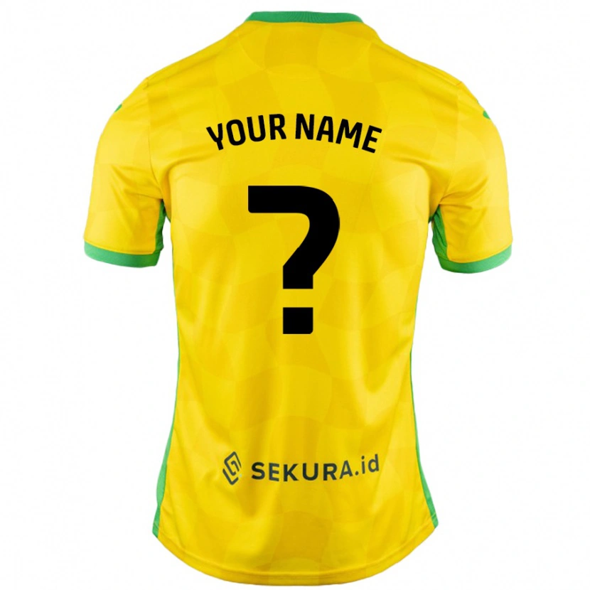Danxen Män Ditt Namn #0 Gul Grön Hemmatröja Matchtröjor 2024/25 Tröjor T-Tröja