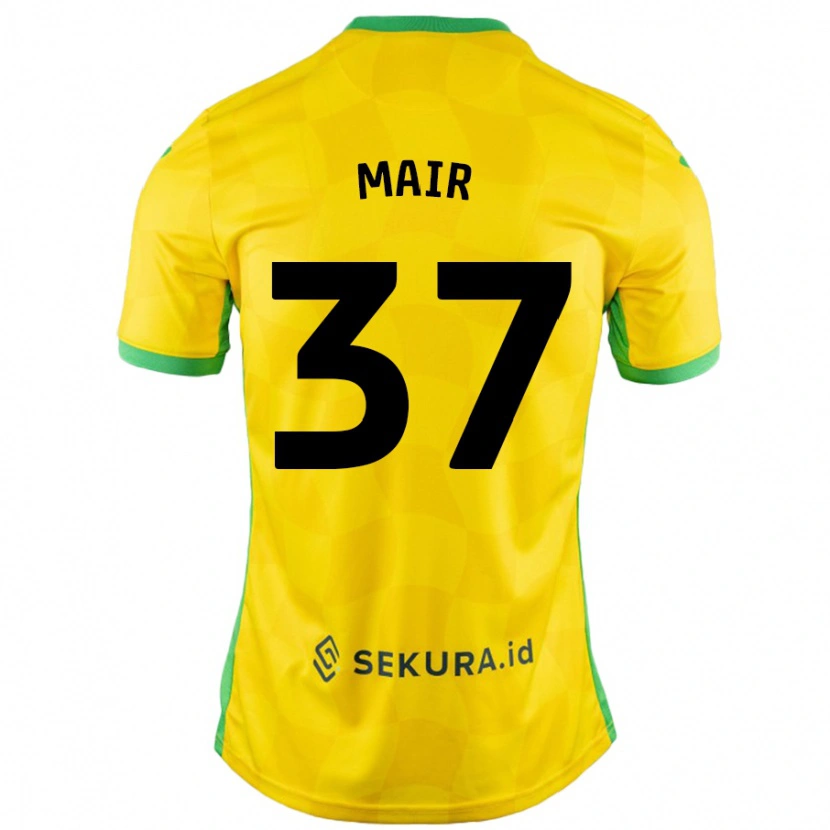 Danxen Män Archie Mair #37 Gul Grön Hemmatröja Matchtröjor 2024/25 Tröjor T-Tröja