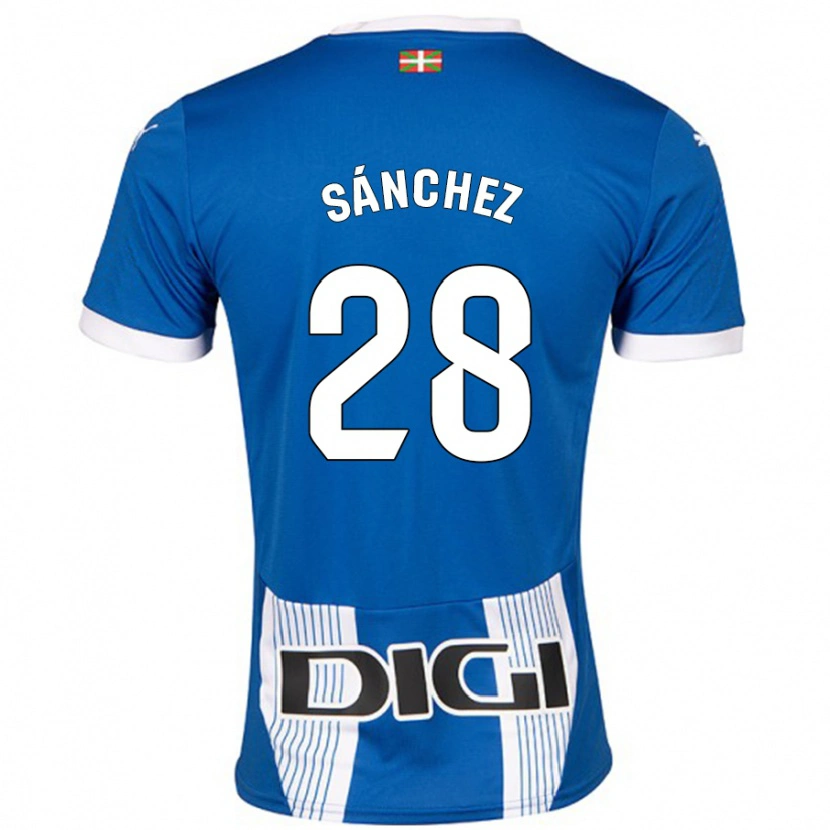 Danxen Män Ander Sánchez #28 Blå Hemmatröja Matchtröjor 2024/25 Tröjor T-Tröja