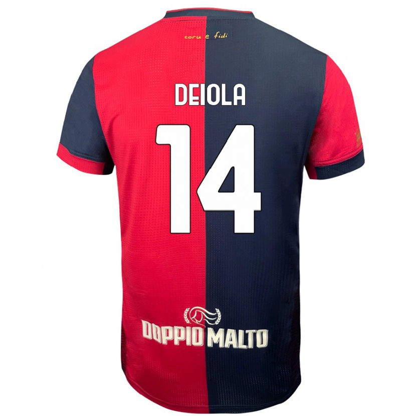 Danxen Män Alessandro Deiola #14 Röd Mörkare Blå Hemmatröja Matchtröjor 2024/25 Tröjor T-Tröja