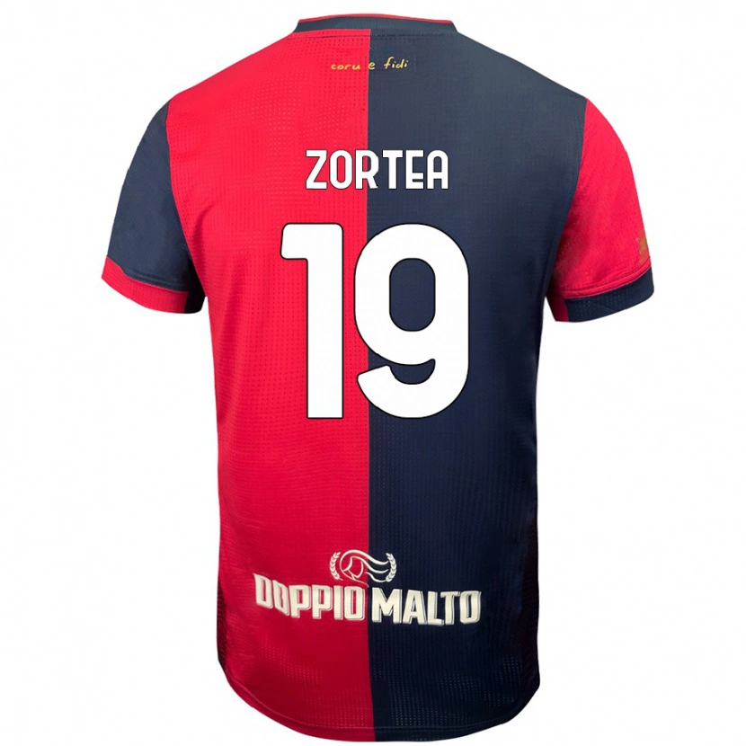 Danxen Män Nadir Zortea #19 Röd Mörkare Blå Hemmatröja Matchtröjor 2024/25 Tröjor T-Tröja