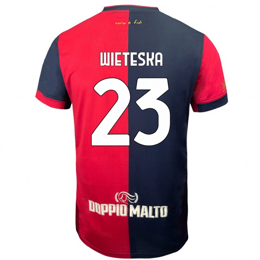 Danxen Män Mateusz Wieteska #23 Röd Mörkare Blå Hemmatröja Matchtröjor 2024/25 Tröjor T-Tröja
