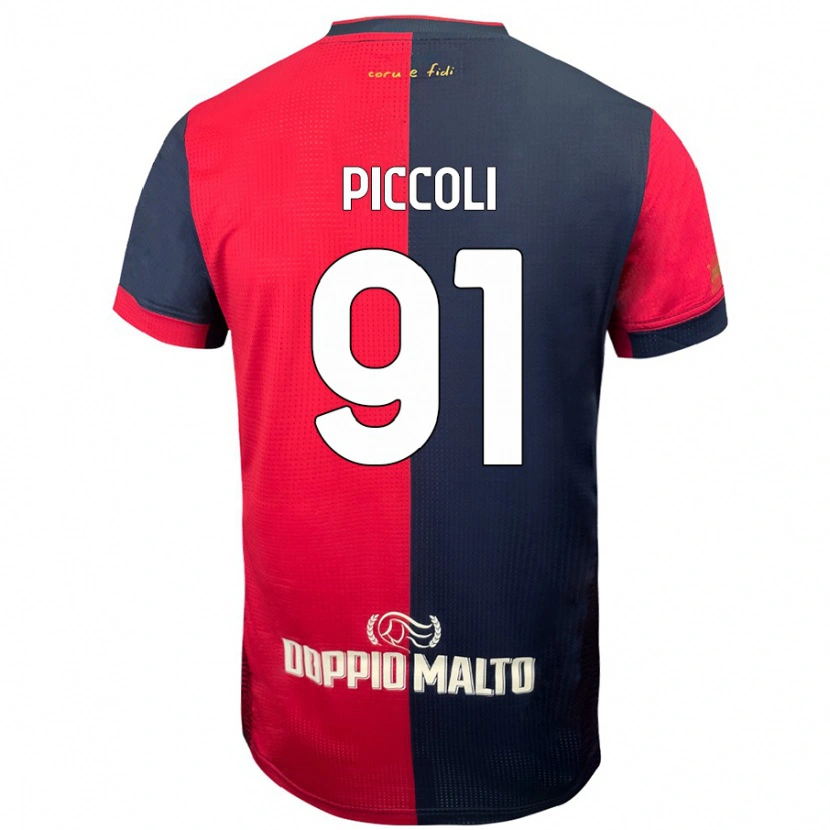 Danxen Män Roberto Piccoli #91 Röd Mörkare Blå Hemmatröja Matchtröjor 2024/25 Tröjor T-Tröja