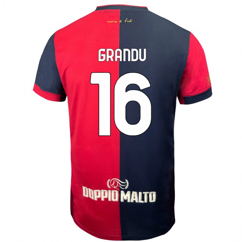 Danxen Män Nicola Grandu #16 Röd Mörkare Blå Hemmatröja Matchtröjor 2024/25 Tröjor T-Tröja