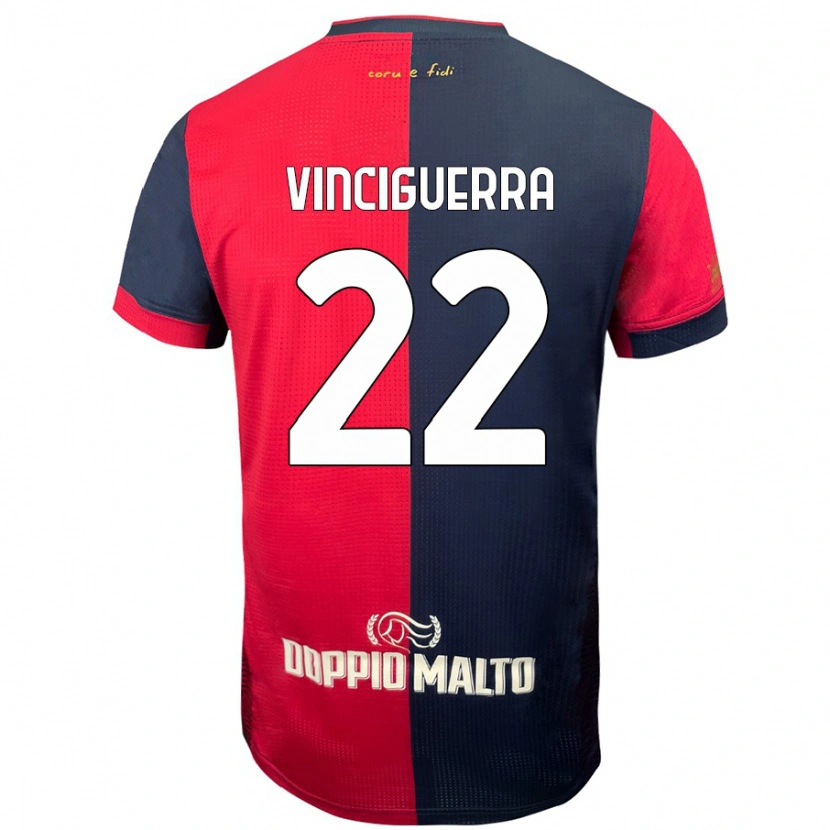 Danxen Män Alessandro Vinciguerra #22 Röd Mörkare Blå Hemmatröja Matchtröjor 2024/25 Tröjor T-Tröja