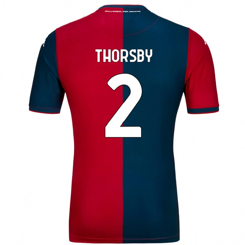 Danxen Män Morten Thorsby #2 Röd Mörkblå Hemmatröja Matchtröjor 2024/25 Tröjor T-Tröja