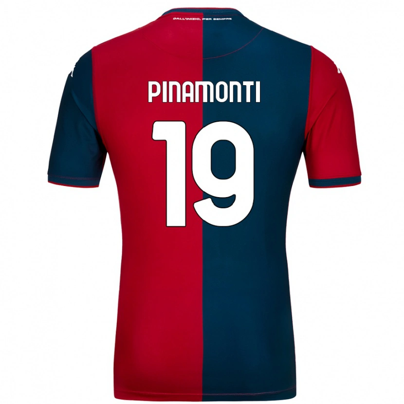 Danxen Män Andrea Pinamonti #19 Röd Mörkblå Hemmatröja Matchtröjor 2024/25 Tröjor T-Tröja