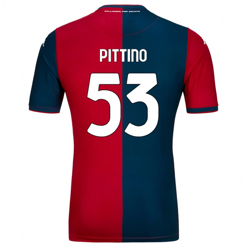 Danxen Män Tommaso Pittino #53 Röd Mörkblå Hemmatröja Matchtröjor 2024/25 Tröjor T-Tröja