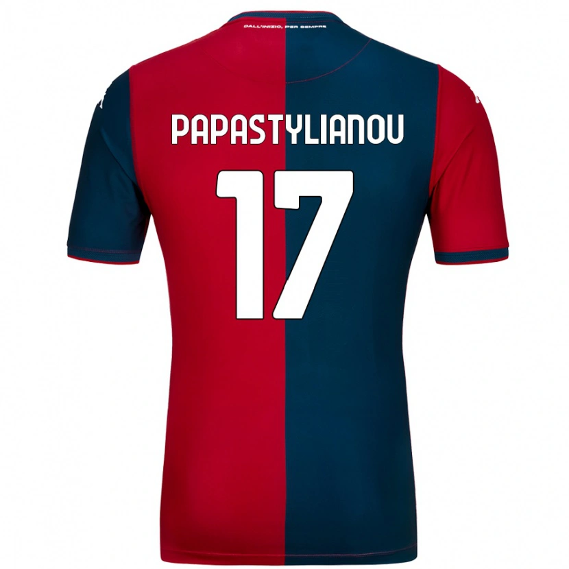 Danxen Män Lysandros Andreas Papastylianou #17 Röd Mörkblå Hemmatröja Matchtröjor 2024/25 Tröjor T-Tröja