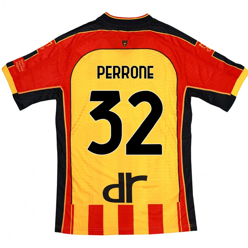 Danxen Män Samuele Perrone #32 Gul Röd Hemmatröja Matchtröjor 2024/25 Tröjor T-Tröja