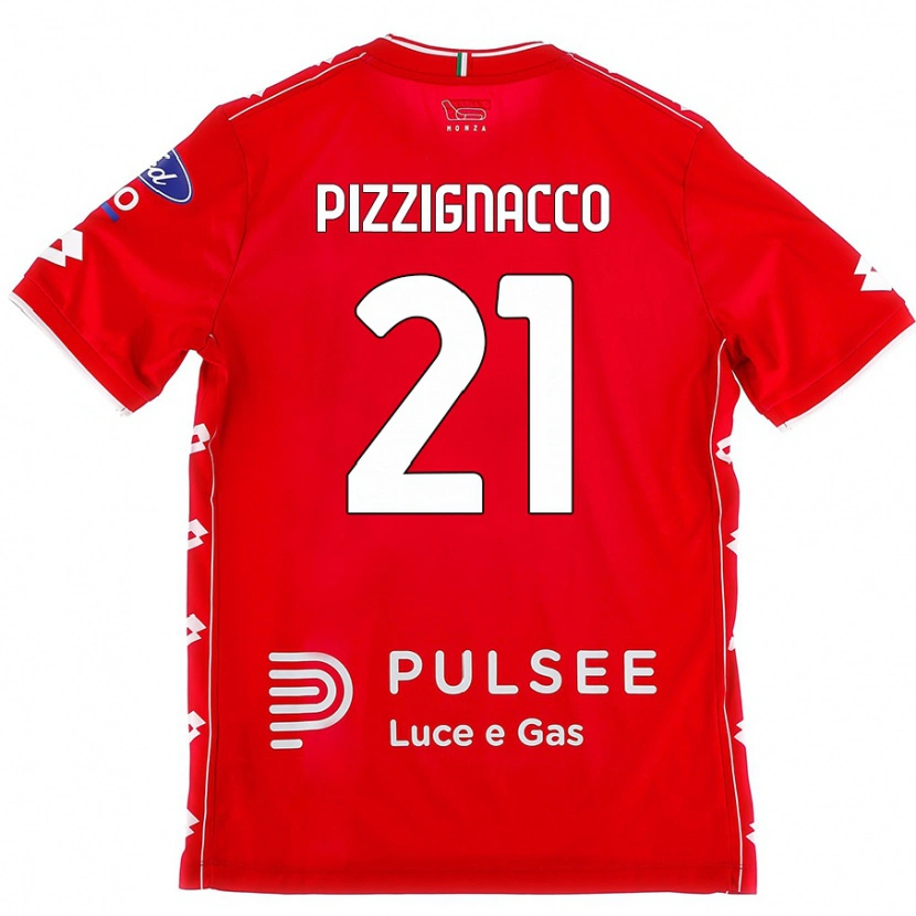Danxen Män Semuel Pizzignacco #21 Röd Vit Hemmatröja Matchtröjor 2024/25 Tröjor T-Tröja