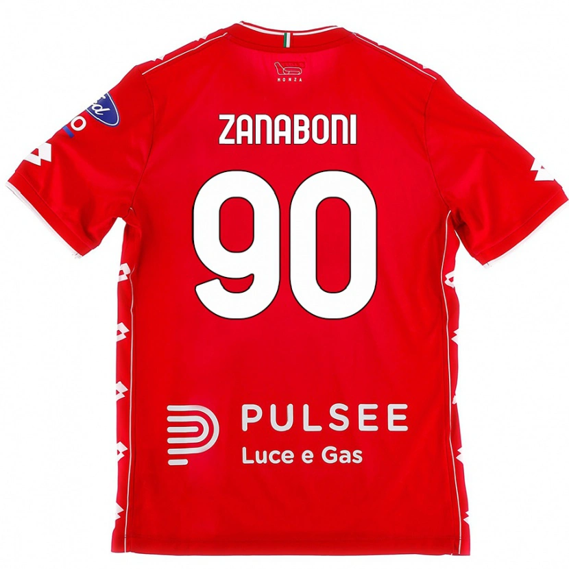 Danxen Män Emanuele Zanaboni #90 Röd Vit Hemmatröja Matchtröjor 2024/25 Tröjor T-Tröja