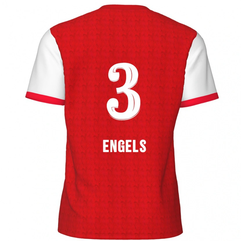 Danxen Män Björn Engels #3 Röd Vit Hemmatröja Matchtröjor 2024/25 Tröjor T-Tröja