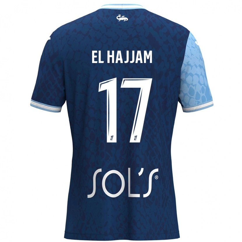 Danxen Män Oualid El Hajjam #17 Himmelsblå Mörkblå Hemmatröja Matchtröjor 2024/25 Tröjor T-Tröja