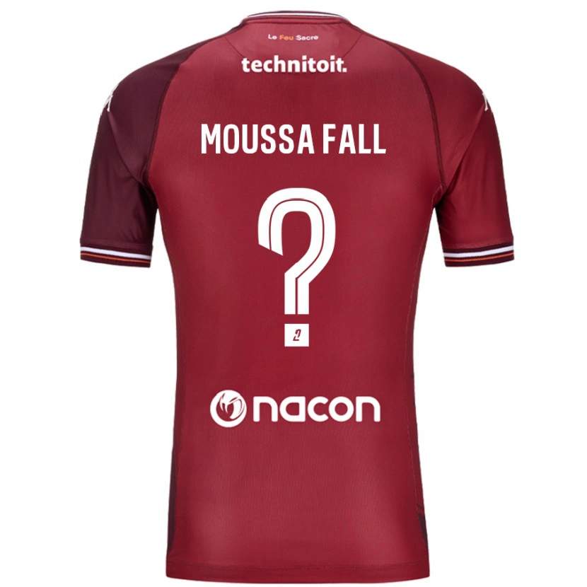 Danxen Män Pape Moussa Fall #0 Röda Granata Hemmatröja Matchtröjor 2024/25 Tröjor T-Tröja