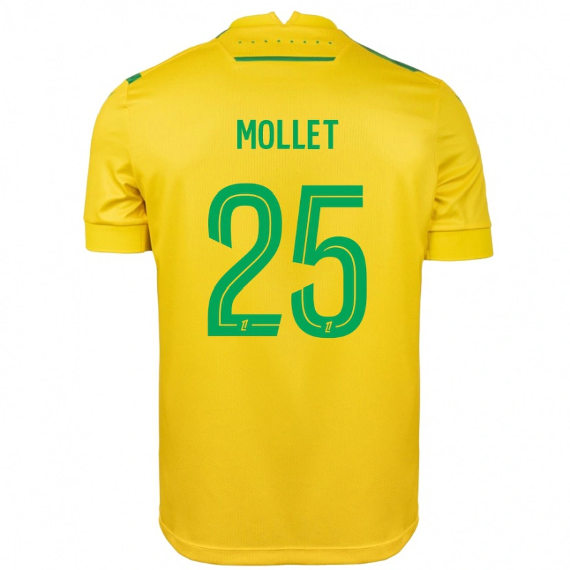 Danxen Män Florent Mollet #25 Gul Grön Hemmatröja Matchtröjor 2024/25 Tröjor T-Tröja
