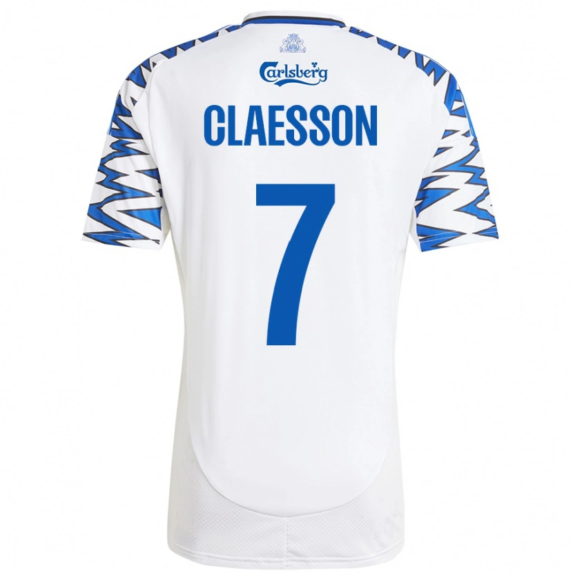 Danxen Män Viktor Claesson #7 Vit Himmelsblå Hemmatröja Matchtröjor 2024/25 Tröjor T-Tröja