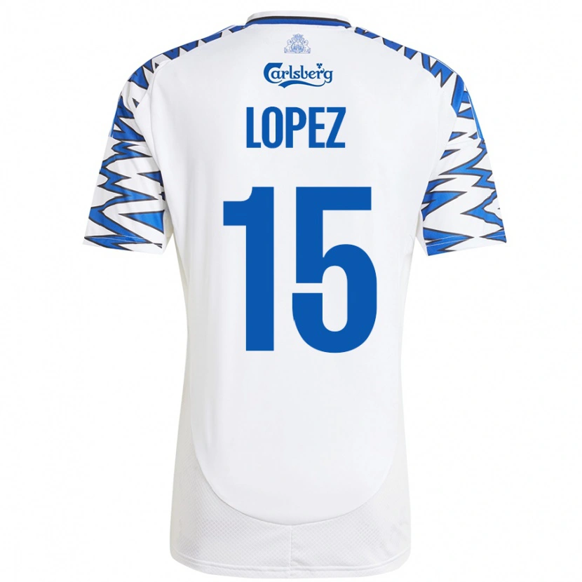 Danxen Män Marcos López #15 Vit Himmelsblå Hemmatröja Matchtröjor 2024/25 Tröjor T-Tröja