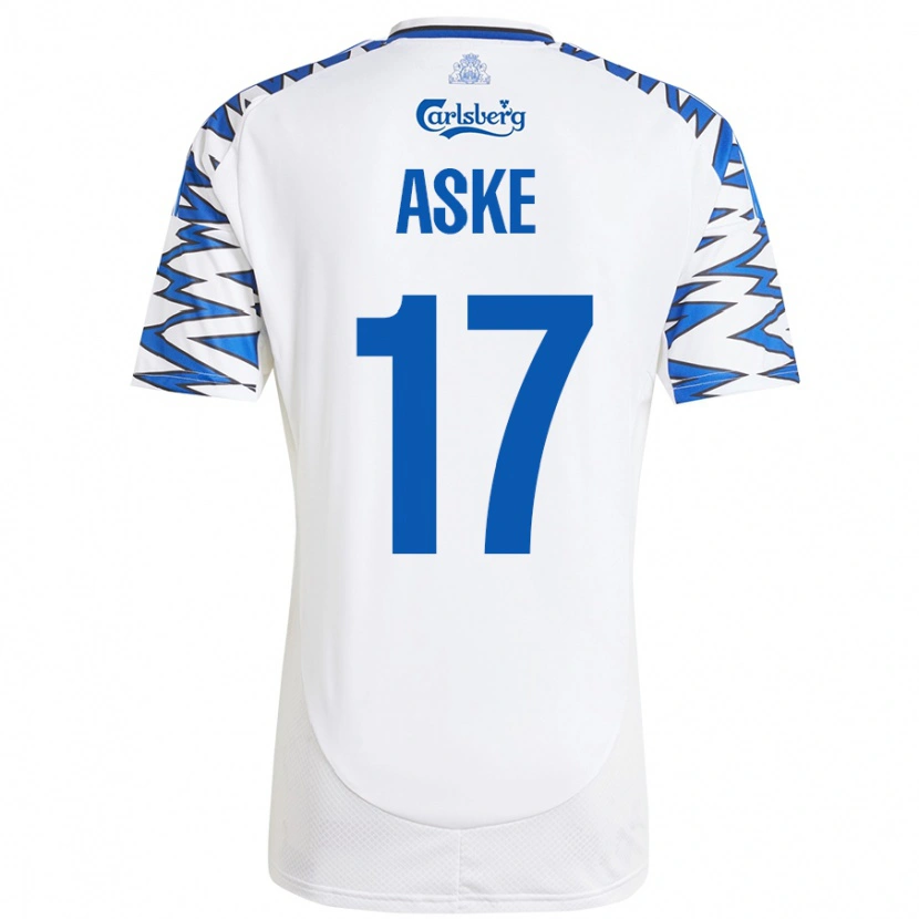 Danxen Män Aske Christensen #17 Vit Himmelsblå Hemmatröja Matchtröjor 2024/25 Tröjor T-Tröja