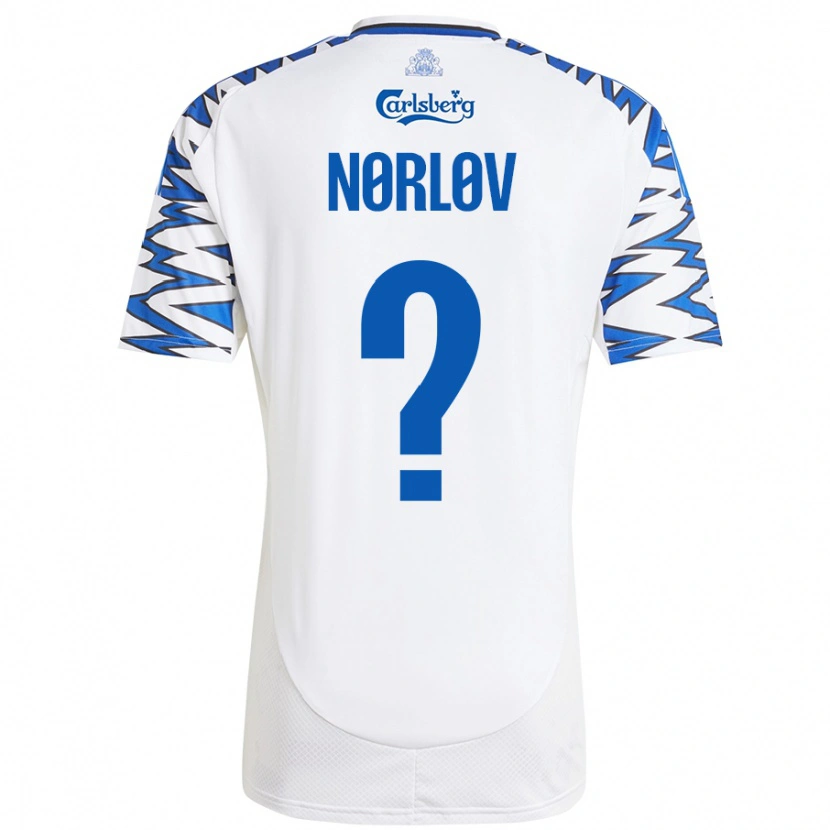 Danxen Män William Nørløv #0 Vit Himmelsblå Hemmatröja Matchtröjor 2024/25 Tröjor T-Tröja