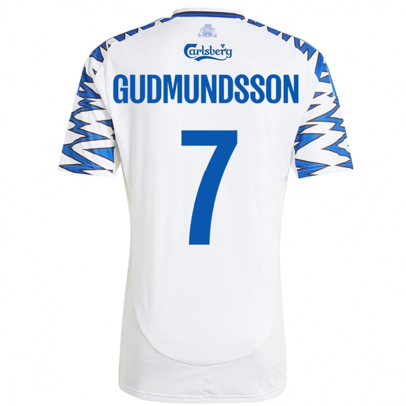 Danxen Män Galdur Gudmundsson #7 Vit Himmelsblå Hemmatröja Matchtröjor 2024/25 Tröjor T-Tröja