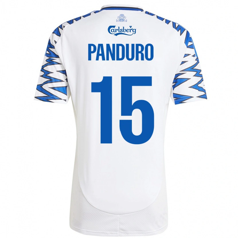 Danxen Män Tristan Panduro #15 Vit Himmelsblå Hemmatröja Matchtröjor 2024/25 Tröjor T-Tröja