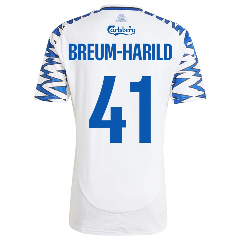 Danxen Män Tobias Breum-Harild #41 Vit Himmelsblå Hemmatröja Matchtröjor 2024/25 Tröjor T-Tröja