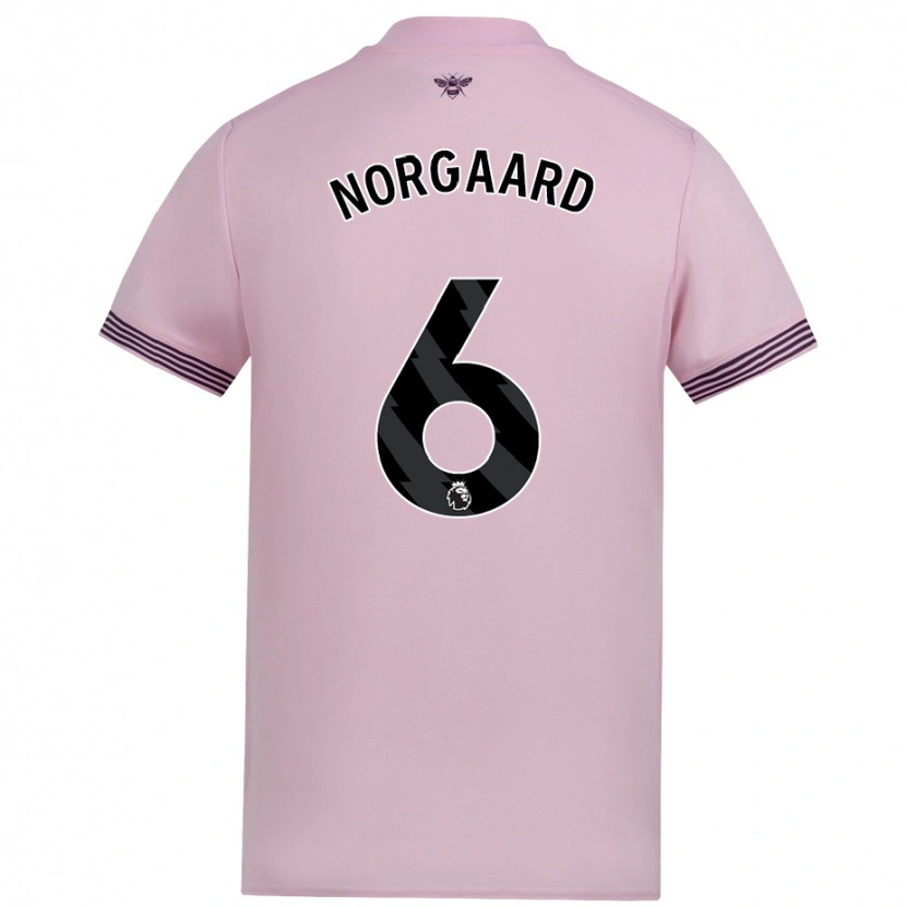 Danxen Män Christian Nørgaard #6 Rosa Bortatröja Matchtröjor 2024/25 Tröjor T-Tröja