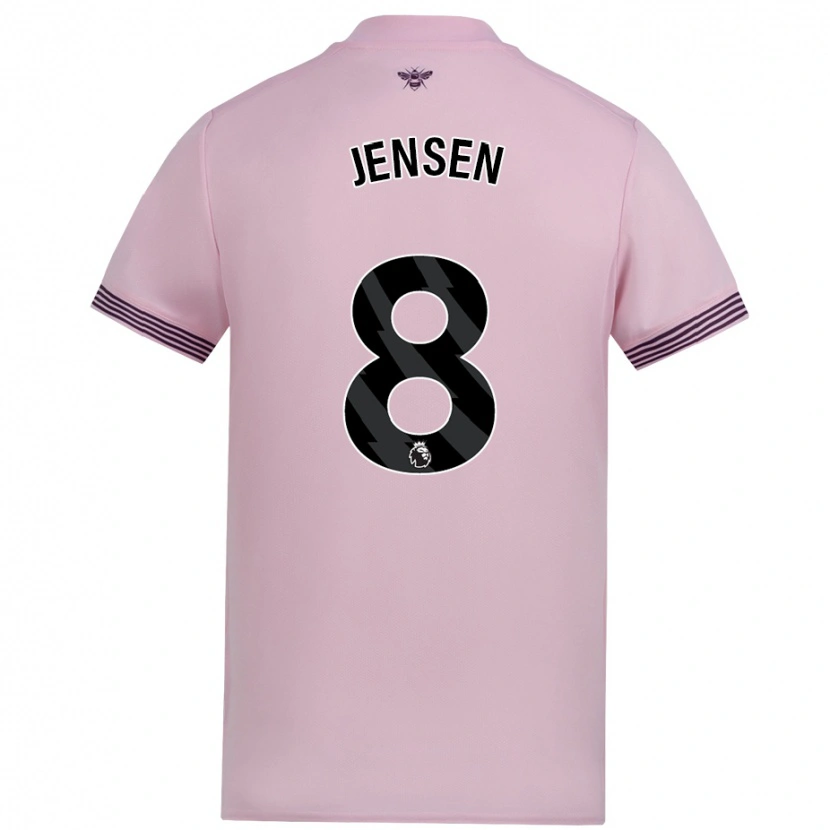 Danxen Män Mathias Jensen #8 Rosa Bortatröja Matchtröjor 2024/25 Tröjor T-Tröja