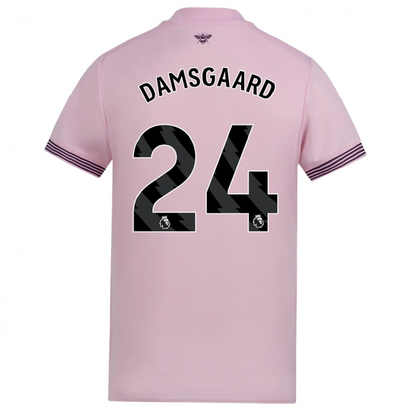 Danxen Män Mikkel Damsgaard #24 Rosa Bortatröja Matchtröjor 2024/25 Tröjor T-Tröja