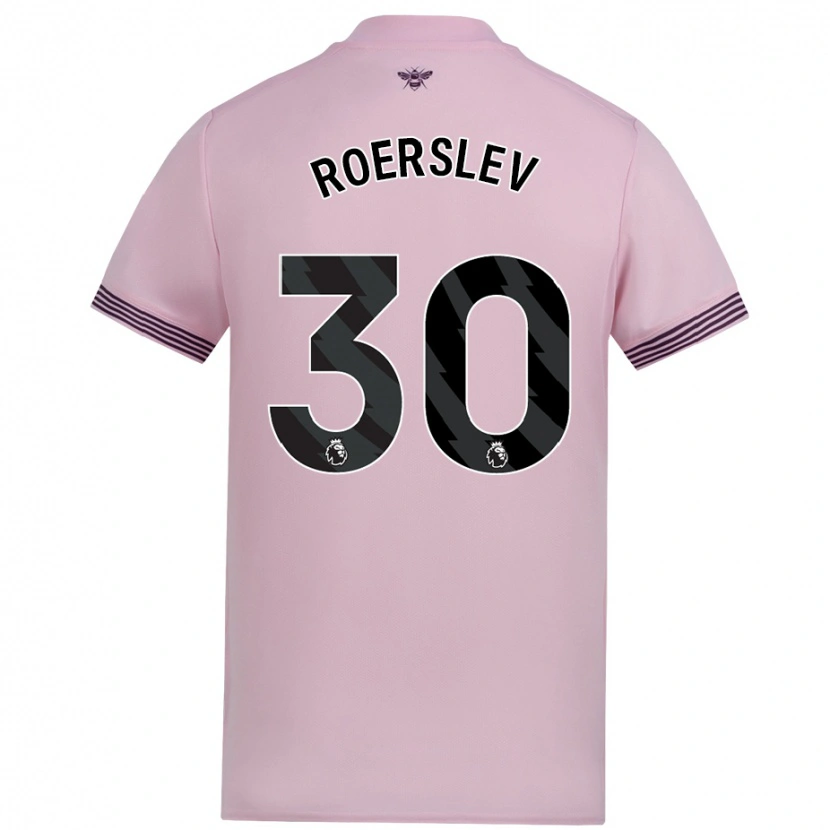 Danxen Män Mads Roerslev #30 Rosa Bortatröja Matchtröjor 2024/25 Tröjor T-Tröja
