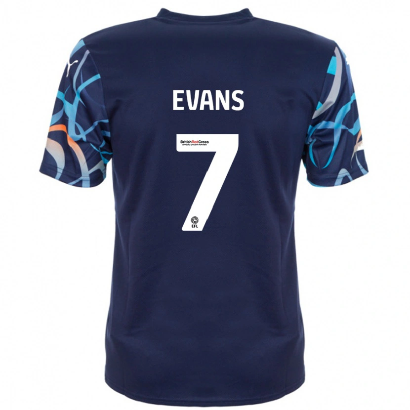 Danxen Män Lee Evans #7 Marinblå Bortatröja Matchtröjor 2024/25 Tröjor T-Tröja