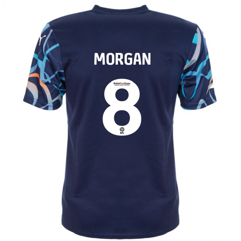 Danxen Män Albie Morgan #8 Marinblå Bortatröja Matchtröjor 2024/25 Tröjor T-Tröja